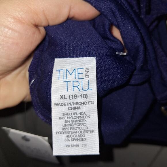 Time and Tru Blue Binki Top Cinched Shoulders Size XL Beach Picnic Park Lake - Picture 5 of 5